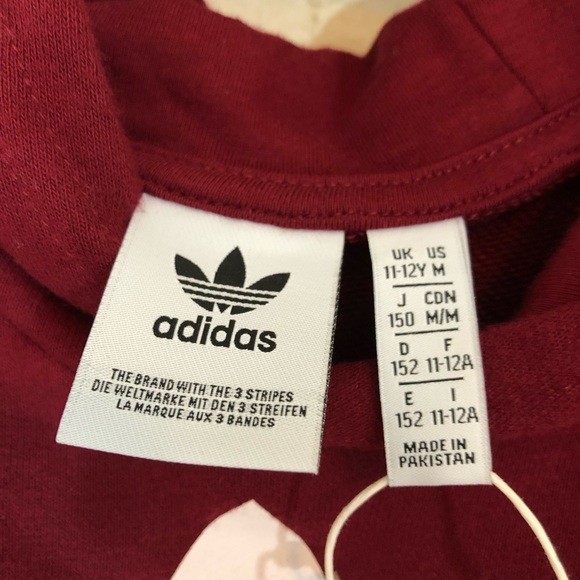 NWT maroon Adidas trefoil hoodie - Picture 3 of 8